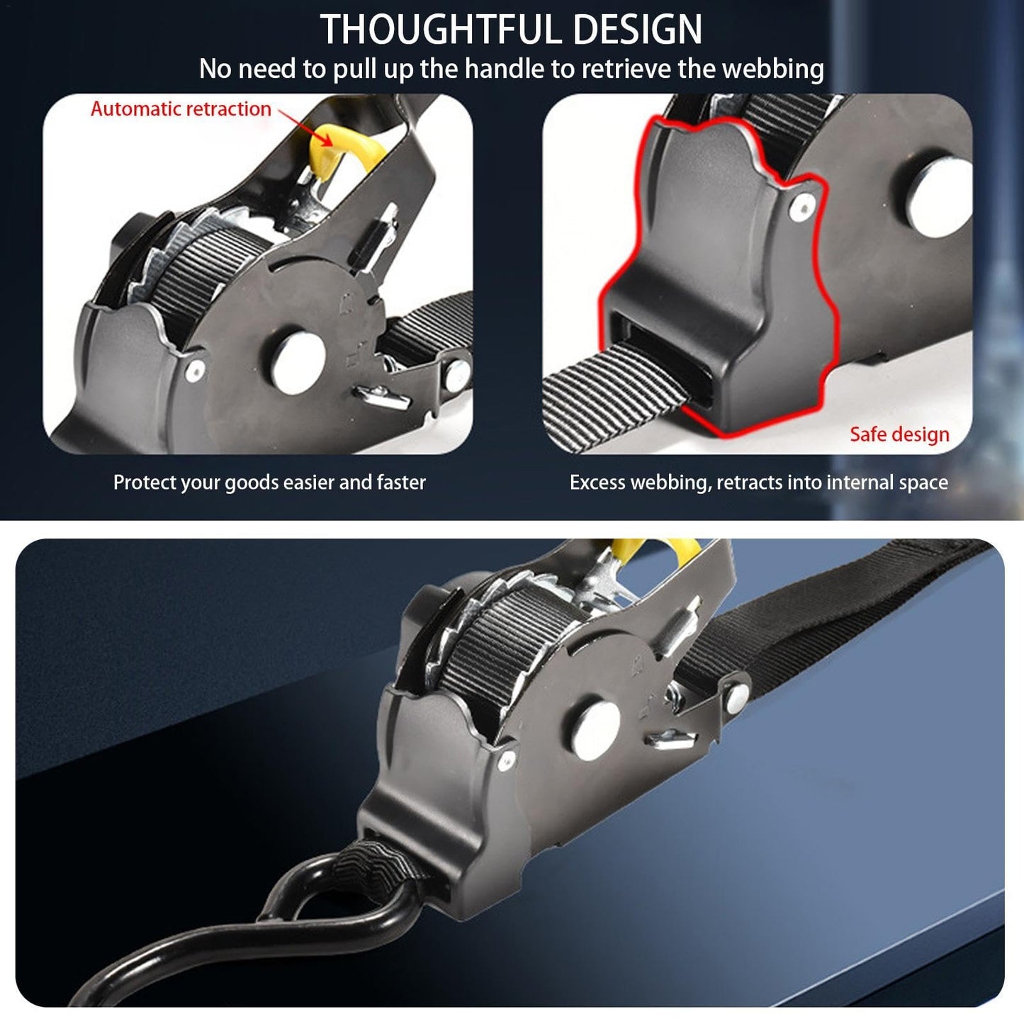 Heavy Duty Retractable Ratchet Straps (BUY 2 FREE SHIPPING )
