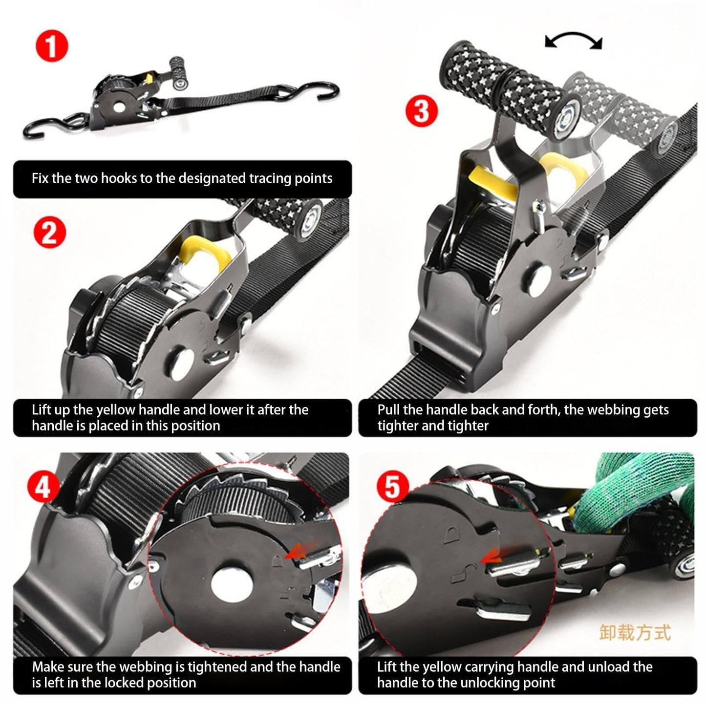 Heavy Duty Retractable Ratchet Straps (BUY 2 FREE SHIPPING )