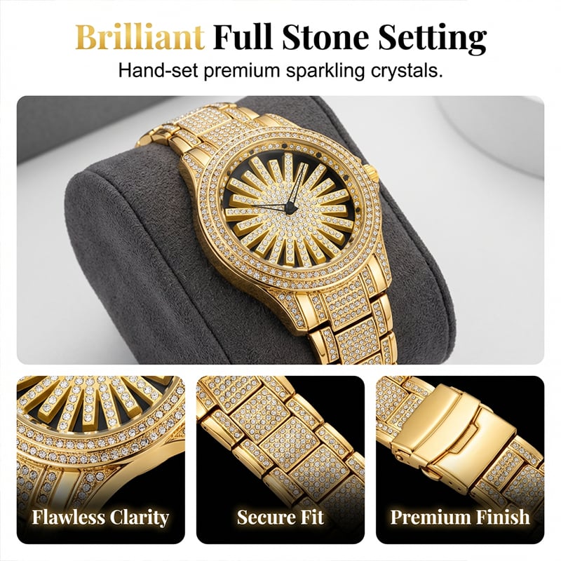 Rotating Dial Diamond-set Exquisite Watch