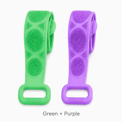 🛁 Silicone Bath Brush Back Scrubber with Handles – Double-Sided Exfoliating Shower Body Brush with Mesh Sponge for Deep Cleaning