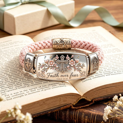 ✝️ Faith Over Fear Bracelet – Christian Cross Bracelet Inspired by Isaiah 41:10, Hope, Courage & Divine Strength