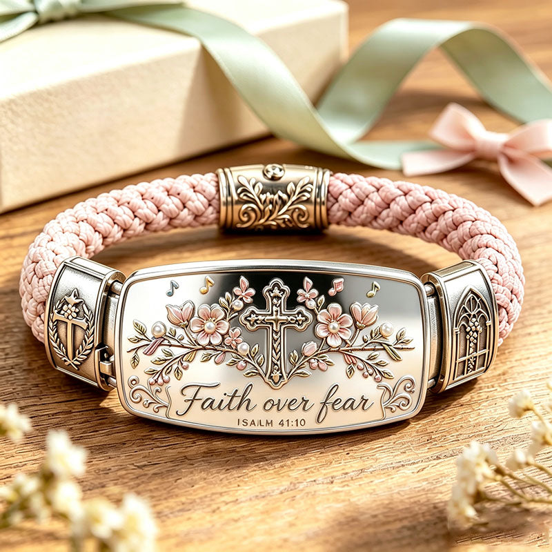 ✝️ Faith Over Fear Bracelet – Christian Cross Bracelet Inspired by Isaiah 41:10, Hope, Courage & Divine Strength