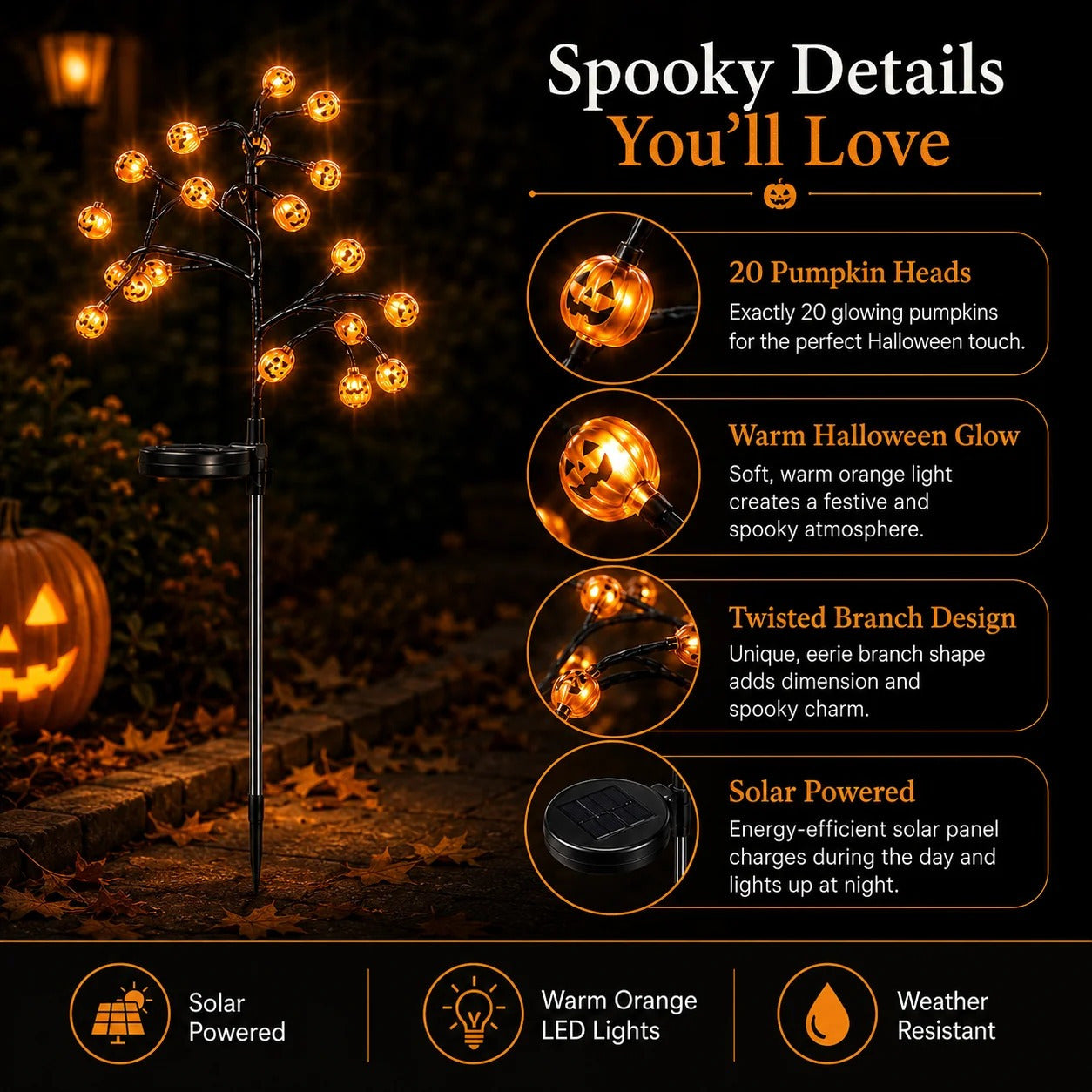 Solar Pumpkin Pathway Lights