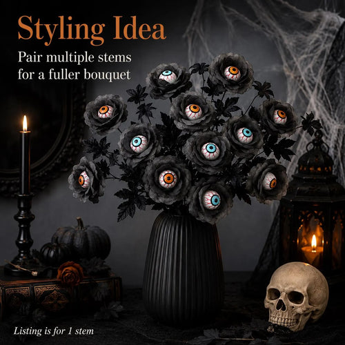 Halloween Eyeball Rose Stem, Gothic Artificial Flower Decor