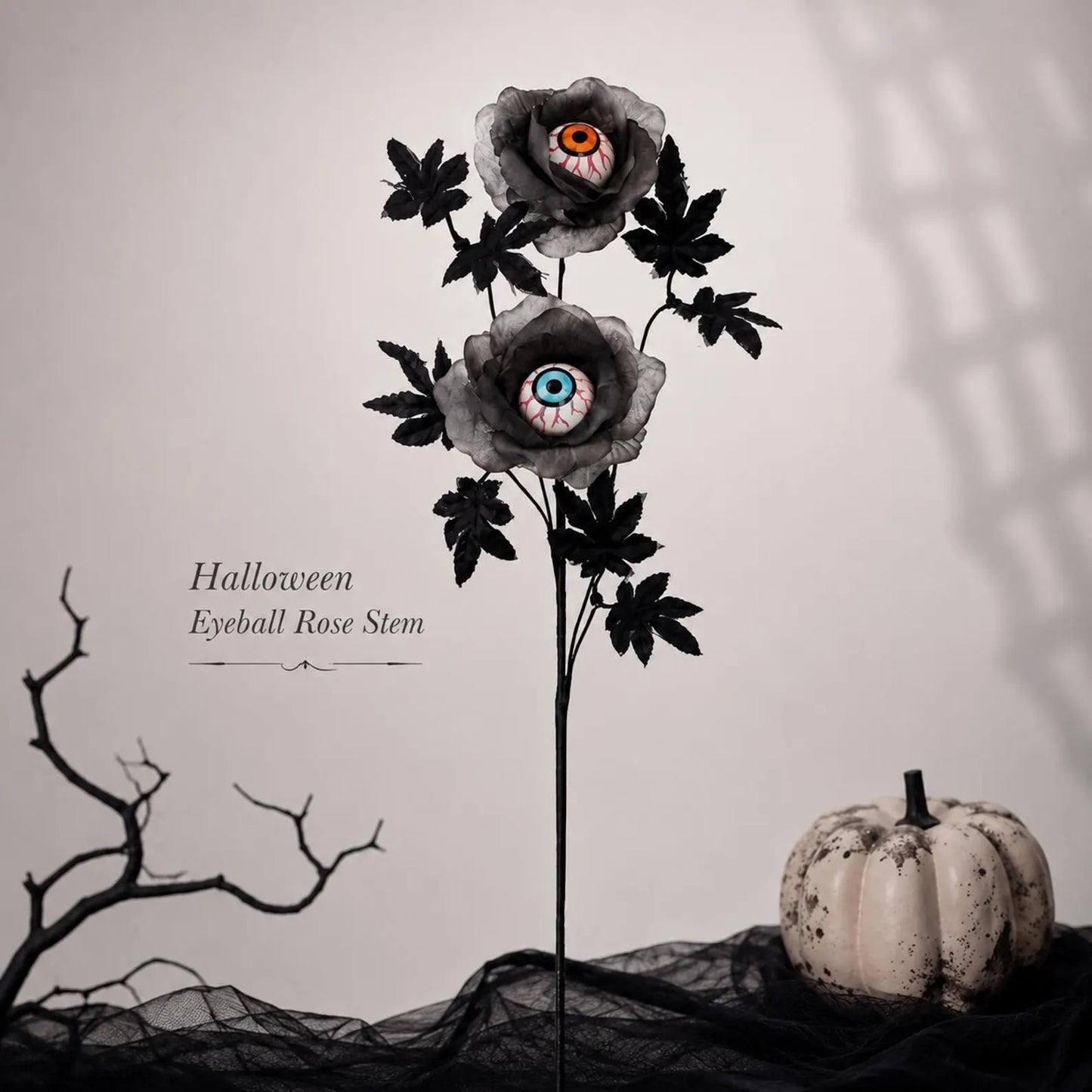Halloween Eyeball Rose Stem, Gothic Artificial Flower Decor