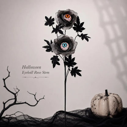 Halloween Eyeball Rose Stem, Gothic Artificial Flower Decor