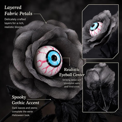 Halloween Eyeball Rose Stem, Gothic Artificial Flower Decor